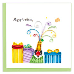 Quilled Birthday Champagne Greeting Card