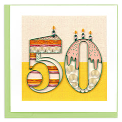 Quilled Birthday Milestone Greeting Card - 50