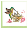 Quilled Hummingbird & Babies Greeting Card