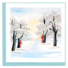 Quilled Snow Covered Trees Greeting Card