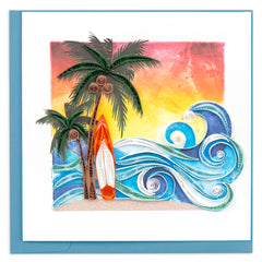 Quilled Surfing Paradise Greeting Card