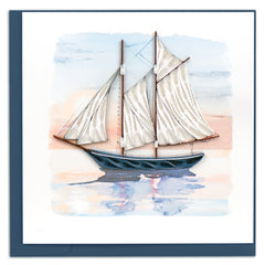 Quilled Schooner at Sunset Greeting Card