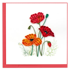 Quilled Red & Orange Poppies Greeting Card