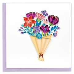 Quilled Playful Flower Bouquet Greeting Card