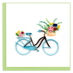 Quilled Bicycle & Flower Basket Greeting Card