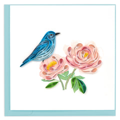 Quilled Bluebird & Peonies Greeting Card