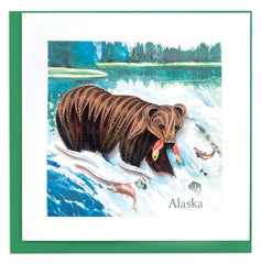 Quilled Alaska Wild Grizzly Bear Greeting Card