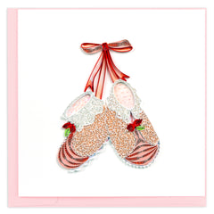 Quilled Knitted Pink Baby Booties Greeting Card