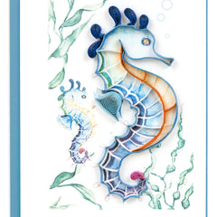 Quilled Colorful Seahorse Gift Enclosure Mini Card