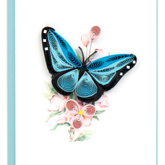 Quilled Blue Butterfly & Pink Flowers Gift Enclosure Mini Card