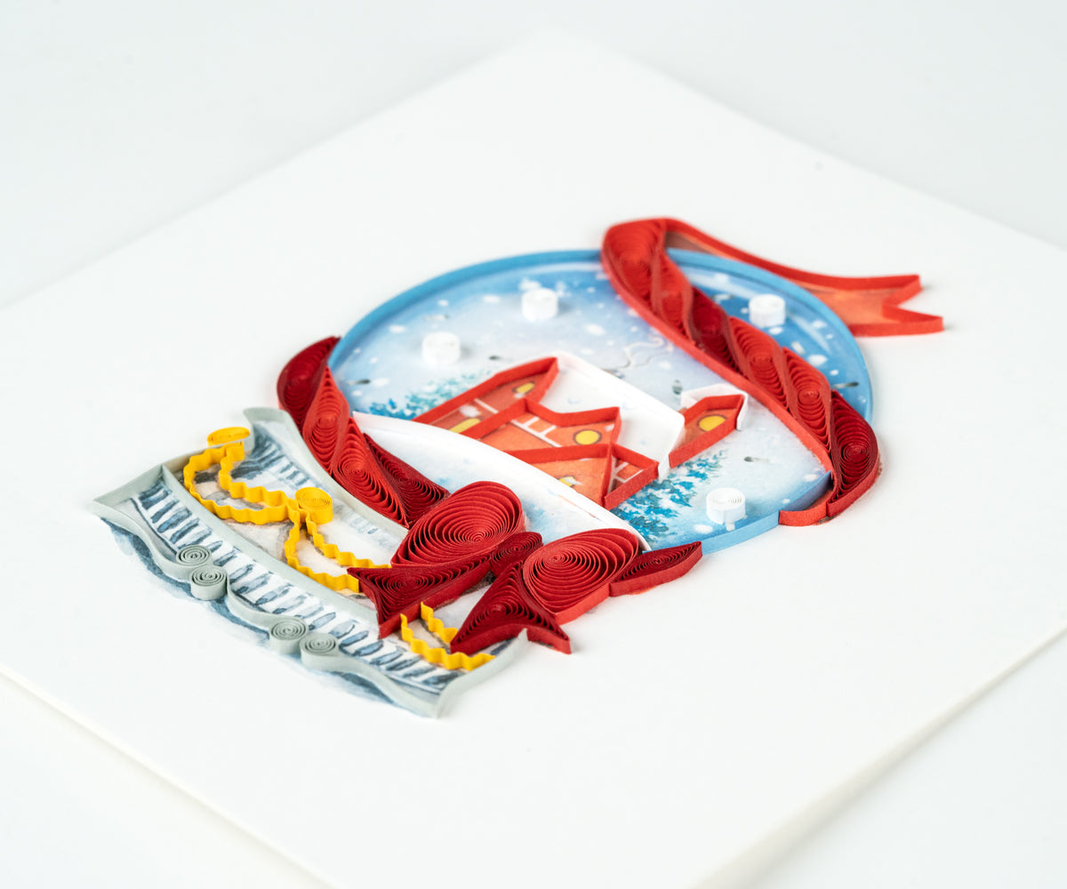 Handcrafted Snow Globe Christmas Card Quilling Card Quilling Card