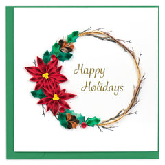 Quilled Poinsettia Wreath Holiday Card