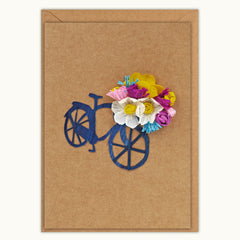Bicycle with Flower Basket Birthday Handmade Card