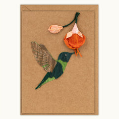 Bird with Flower Handmade Greeting Card