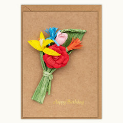 Happy Birthday Flower Bouquet Handmade Card
