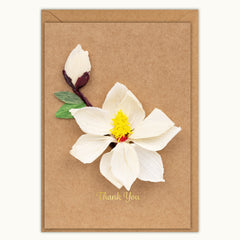 Thank You White Magnolia Handmade Card
