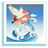 Quilled Wave, Crane & Sun Greeting Card