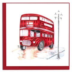Quilled Red Double-decker Bus Greeting Card