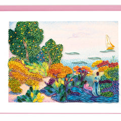 Quilled Artist Series - Two Women by the Shore, Mediterranean, Cross Greeting Card