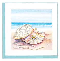 Quilled Seashell & Pearl Greeting Card