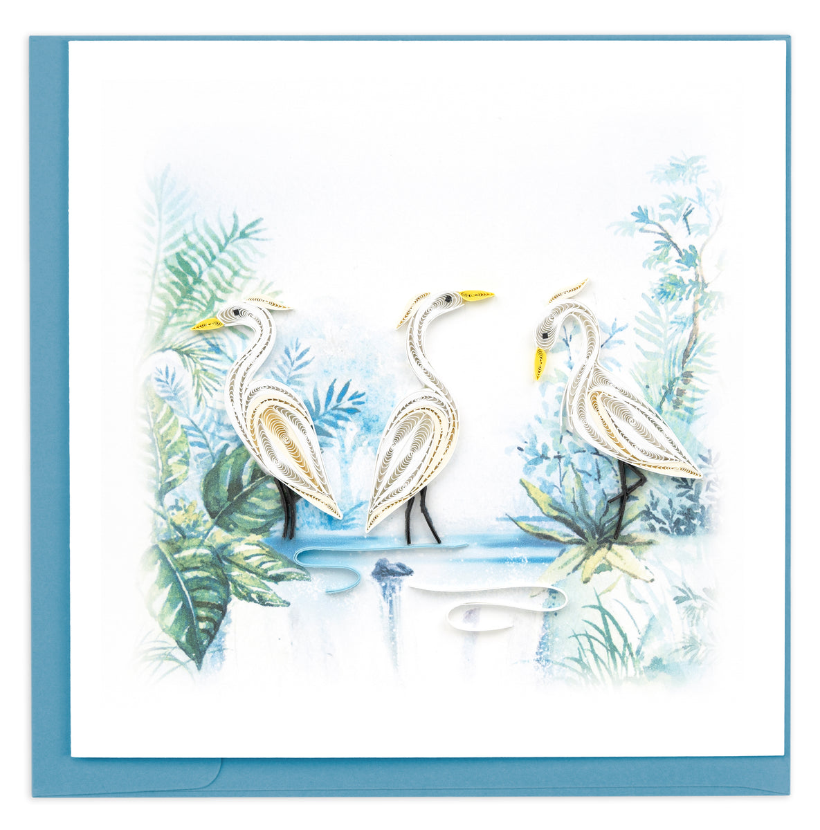 Handcrafted Three Herons Greeting Card Quilling Card¨ Quilling Card