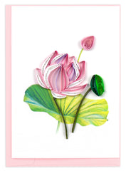 Quilled Pink Lotus Gift Enclosure Mini Card