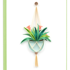 Quilled Bromeliad Macrame Hanger Gift Enclosure Mini Card