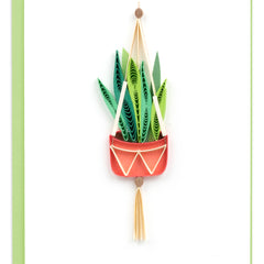 Quilled Snake Plant Macrame Hanger Gift Enclosure Mini Card