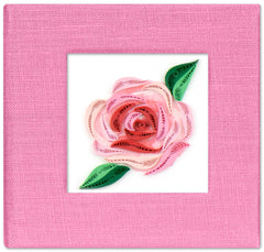 Quilled Pink Rose Sticky Note Pad Cover