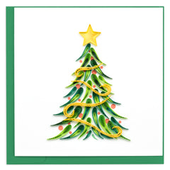 Quilled Gold Garland Christmas Tree Greeting Card