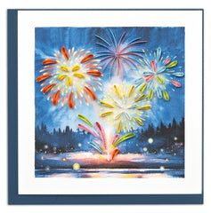 Quilled Fireworks Display Greeting Card