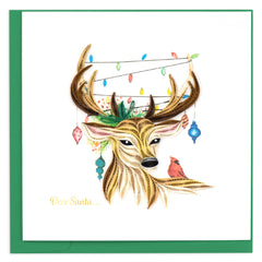 Quilled Deer Santa Christmas Card