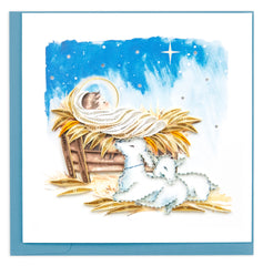 Quilled Baby Jesus in Manger Christmas Card