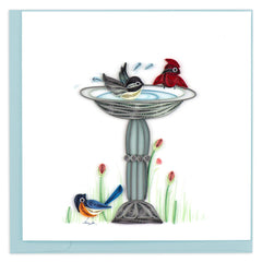 Quilled Bird Bath Greeting Card