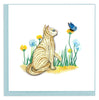 Quilled White Cat & Butterfly Greeting Card