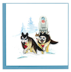 Quilled Sled Dogs Greeting Card