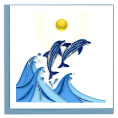 Quilled Jumping Dolphins Greeting Card