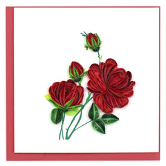 Quilled Red Roses Greeting Card