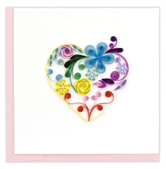 Quilled Floral Rainbow Heart Greeting Card