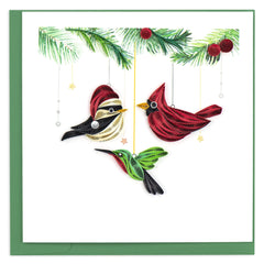 Quilled Holiday Bird Ornament Greeting Card