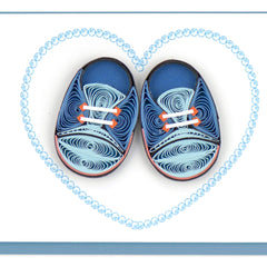 Quilled Blue Baby Booties Gift Enclosure Mini Card
