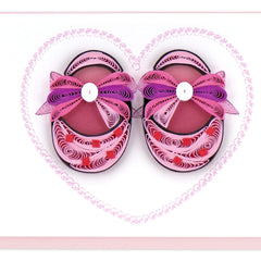 Quilled Pink Baby Booties Gift Enclosure Mini Card