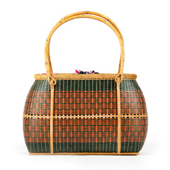 Hand-woven Bamboo Bag | Infinity Weave (Green)