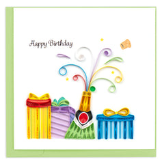 Quilled Birthday Champagne Greeting Card