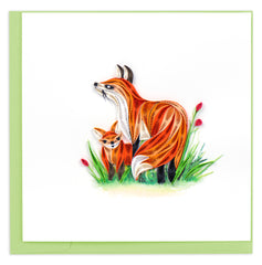 Quilled Fox & Cub Greeting Card