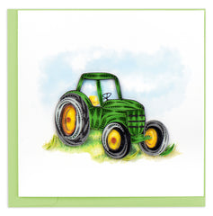 Quilled Green Tractor Greeting Card