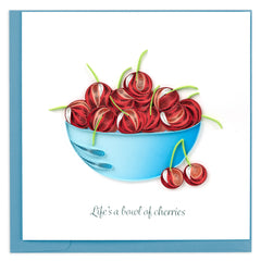 Quilled Bowl of Cherries Greeting Card