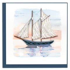 Quilled Schooner at Sunset Greeting Card