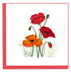 Quilled Red & Orange Poppies Greeting Card