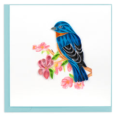 Quilled Bluebird on Flower Branch Greeting Card